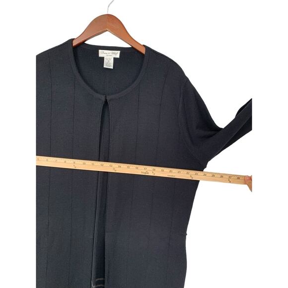 Deane & White Woman Long Cardigan Size 1X Plus Wool Blend Black Gray - Picture 4 of 8